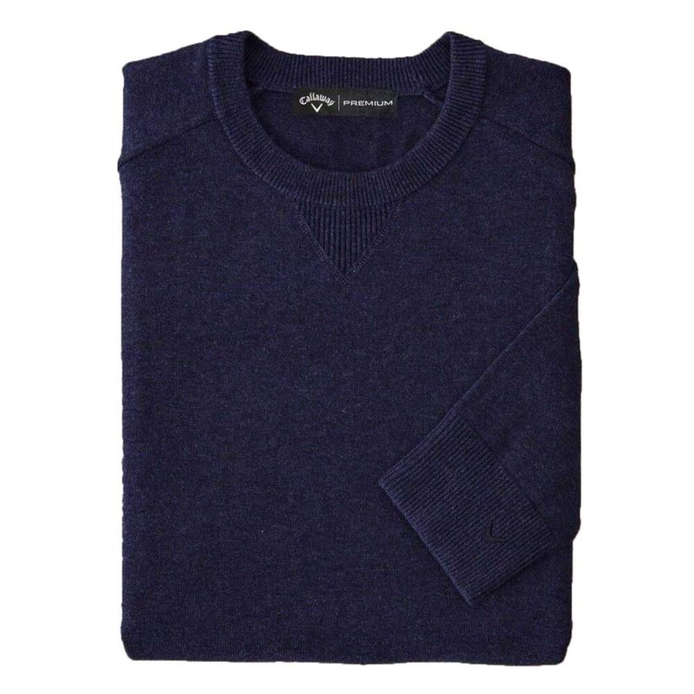 Callaway Mens Plain Merino Wool Long-Sleeved Sweater / Indigo Marl